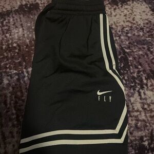 Nike Black Fly Athletic Shorts with White Stripes